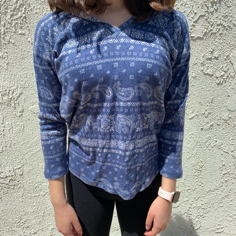 White Patterned Blue Hoodie